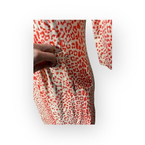 J. McLaughlin Orange Animal Print Catalina Cloth 3/4 Sleeve Emma Dress Small - Picture 2 of 6